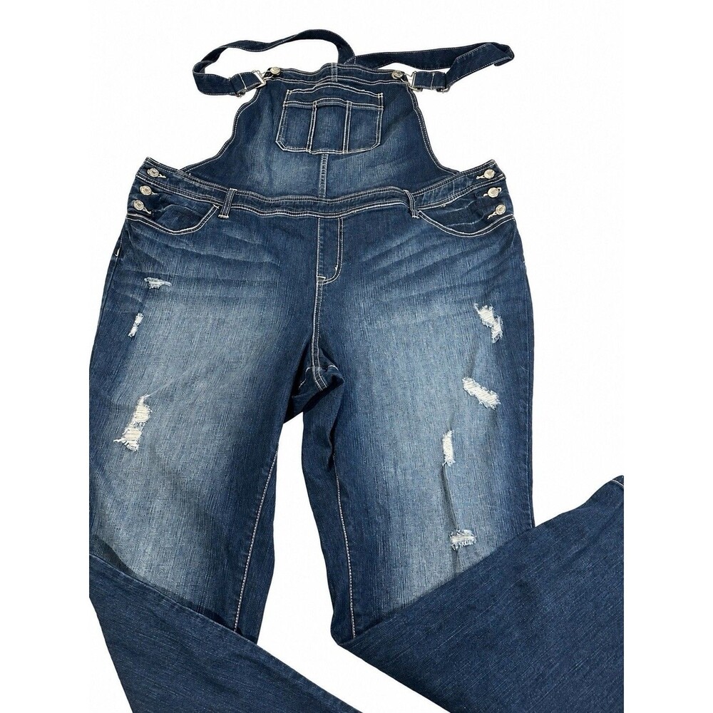 Torrid Size 22 NWT Dark Wash Distressed Denim Bib Overalls